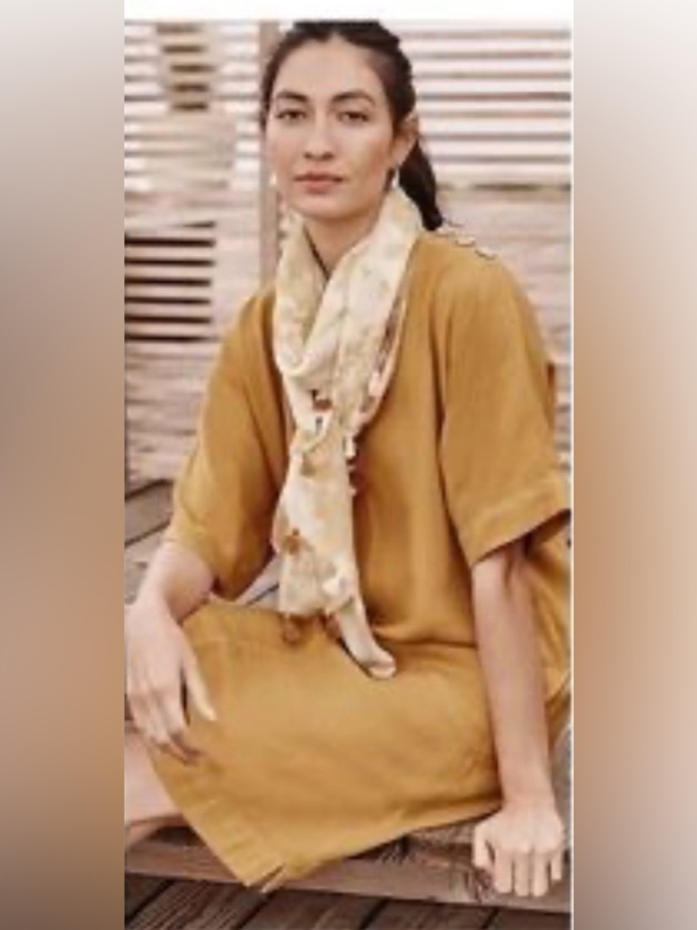 J Jill Linen-like Tunic. 3X. GUC. Mustard Yellow